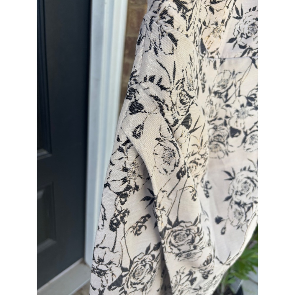 Donna Karan New York Floral Metallic Jacquard Ruched Sheath Dress Cream Black 6 - Picture 9 of 9